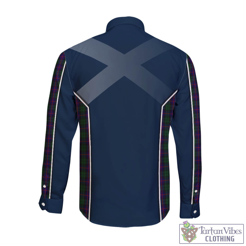 Tartan Vibes Clothing Urquhart Tartan Long Sleeve Button Up Shirt with Family Crest and Scottish Thistle Vibes Sport Style