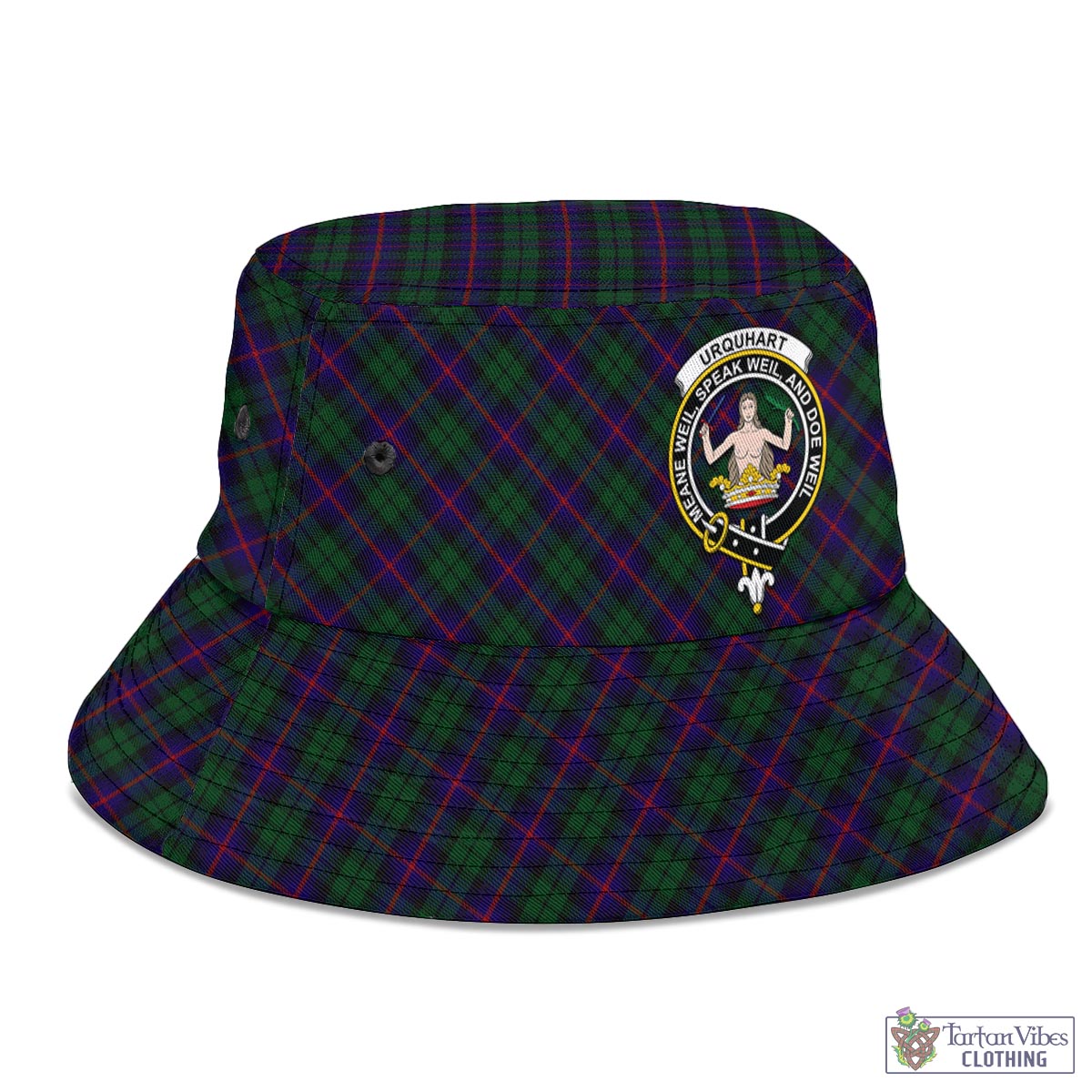 Tartan Vibes Clothing Urquhart Tartan Bucket Hat with Family Crest
