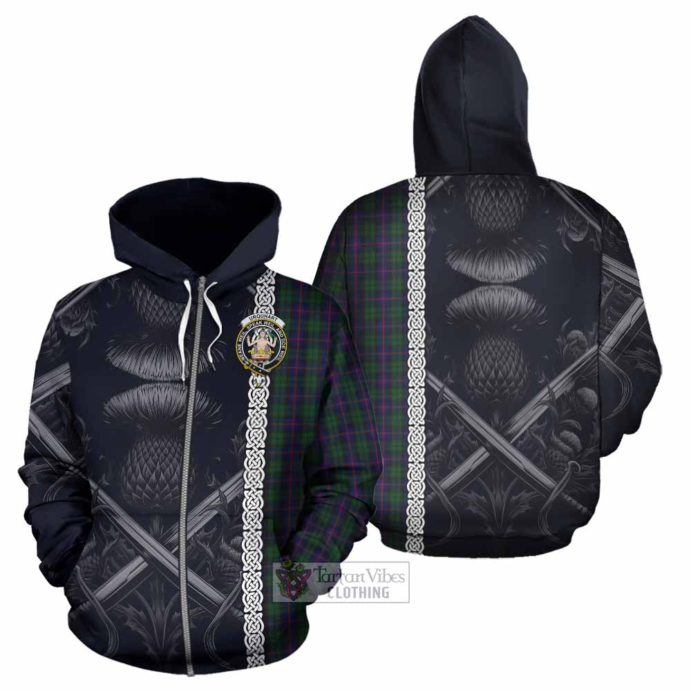 Tartan Vibes Clothing Urquhart Tartan Hoodie with Family Crest Cross Sword Thistle Celtic Vibes