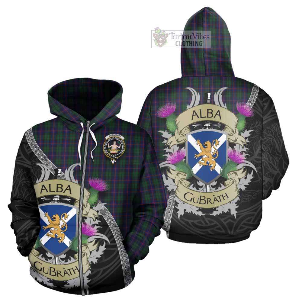 Tartan Vibes Clothing Urquhart Tartan Family Crest Hoodie Lion Rampant Royal Thistle Shield Celtic Inspired
