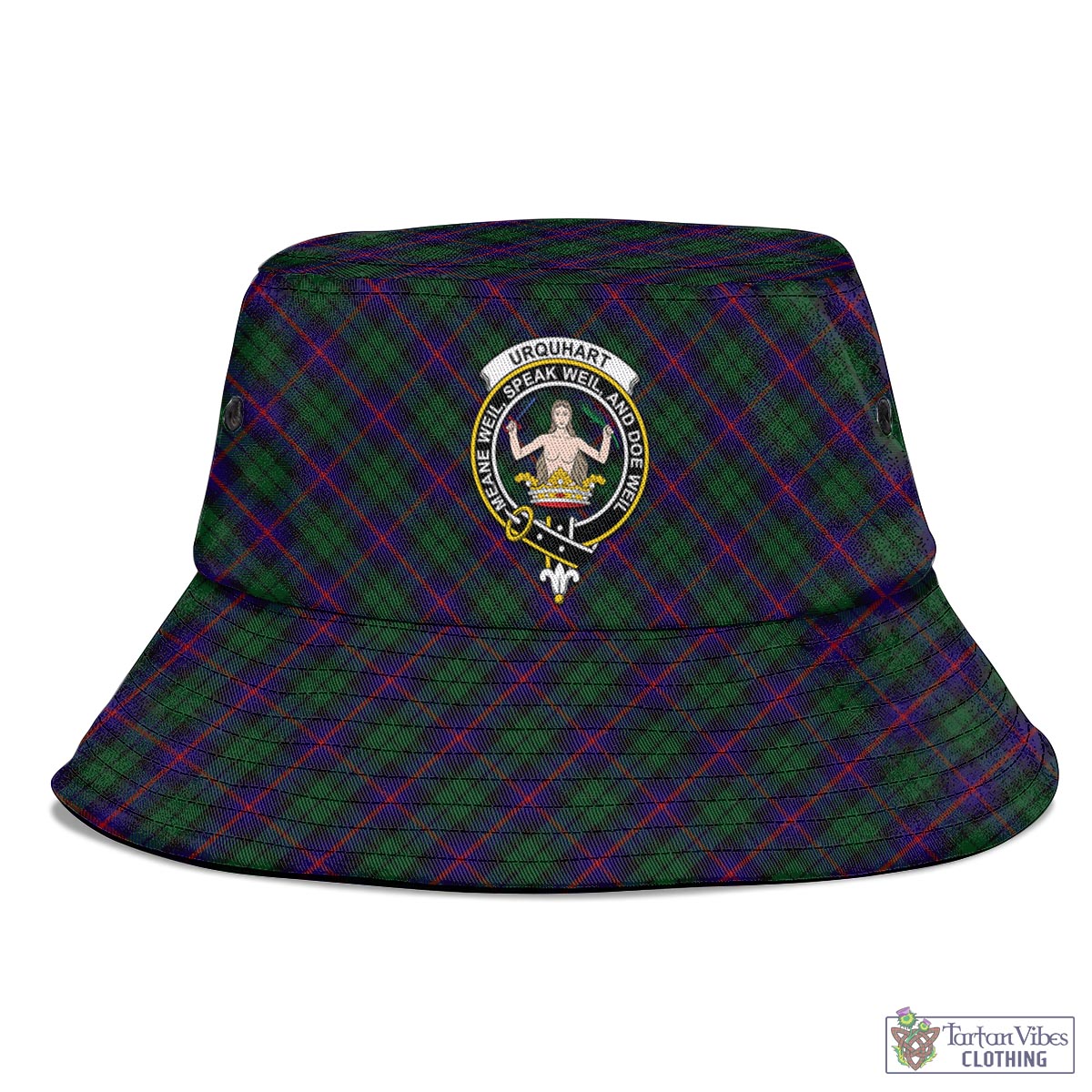 Tartan Vibes Clothing Urquhart Tartan Bucket Hat with Family Crest