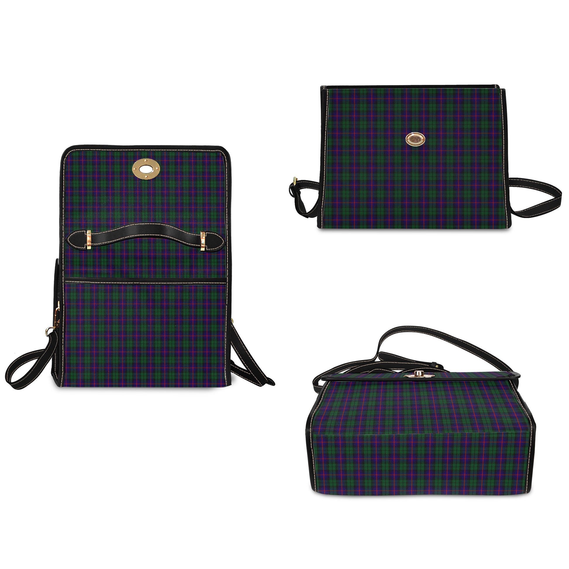 urquhart-tartan-leather-strap-waterproof-canvas-bag