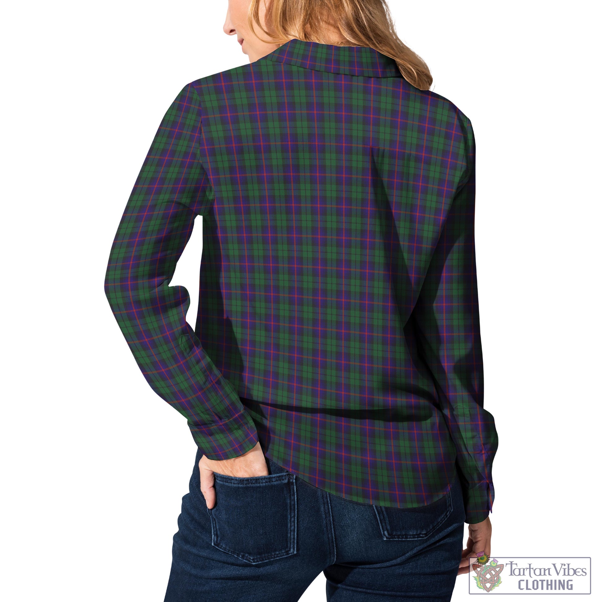 Tartan Vibes Clothing Urquhart Tartan Womens Casual Shirt with Family Crest