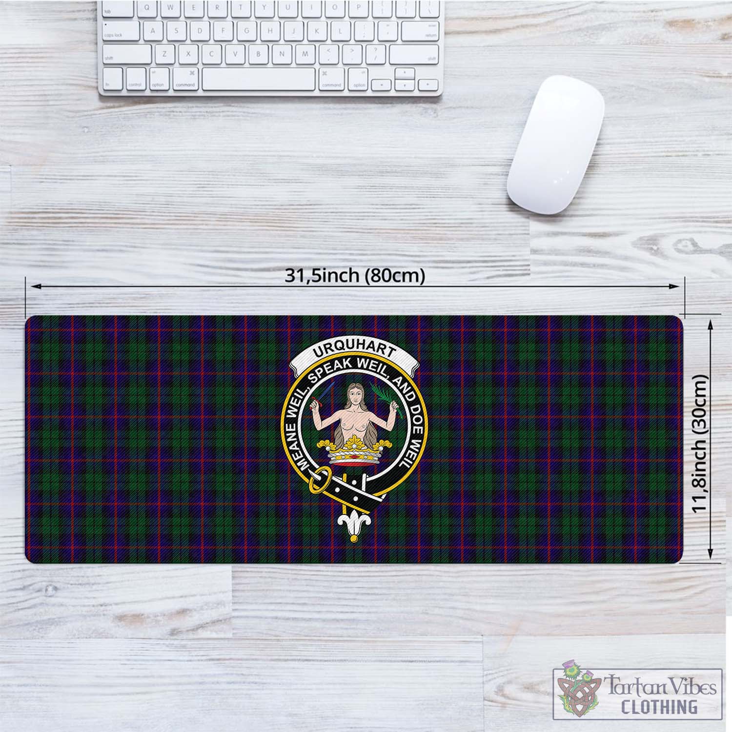 Tartan Vibes Clothing Urquhart Tartan Mouse Pad with Family Crest