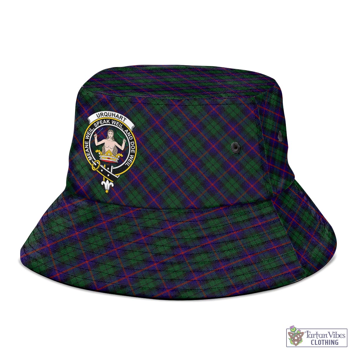 Tartan Vibes Clothing Urquhart Tartan Bucket Hat with Family Crest