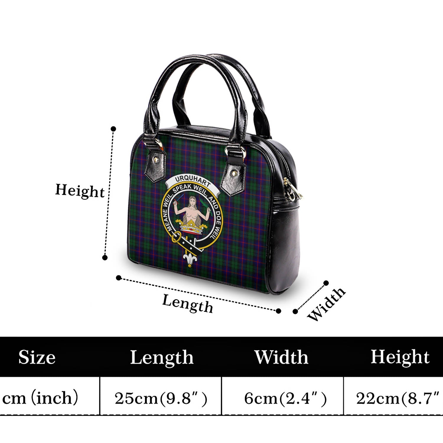 Urquhart Tartan Shoulder Handbags with Family Crest - Tartanvibesclothing
