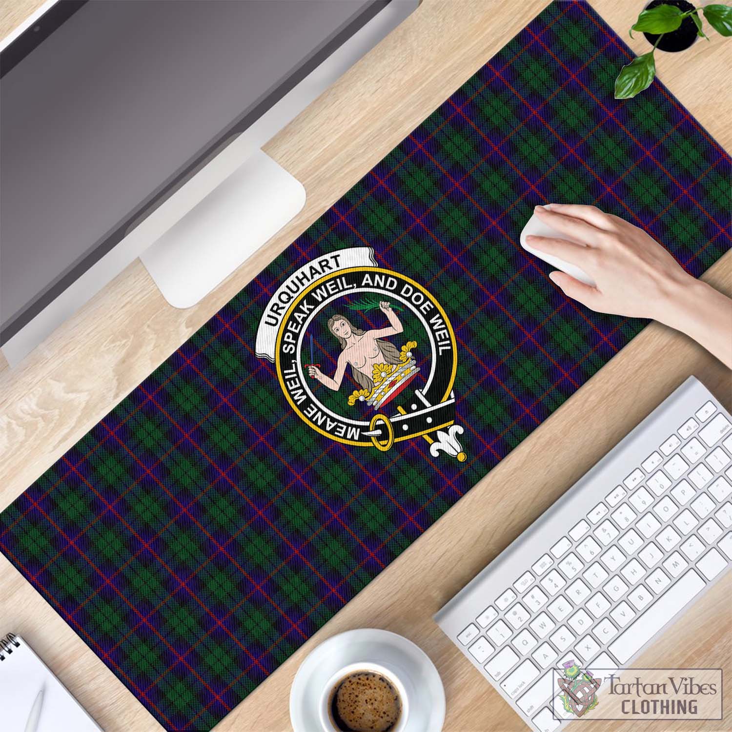 Tartan Vibes Clothing Urquhart Tartan Mouse Pad with Family Crest