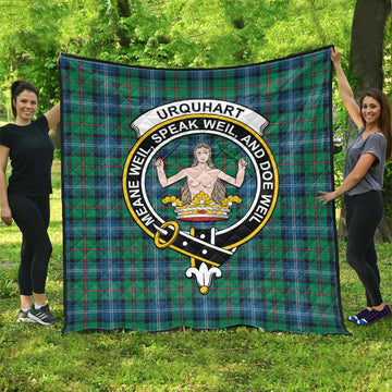 Urquhart Ancient Tartan Quilt with Family Crest