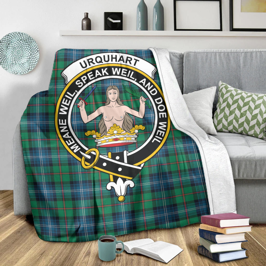 urquhart-ancient-tartab-blanket-with-family-crest