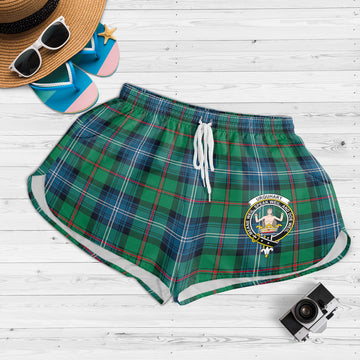 Urquhart Ancient Tartan Womens Shorts with Family Crest