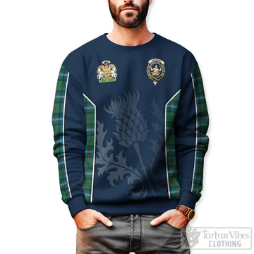 Urquhart Ancient Tartan Sweatshirt with Family Crest and Scottish Thistle Vibes Sport Style