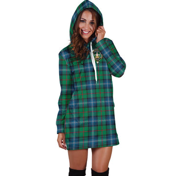 Urquhart Ancient Tartan Hoodie Dress with Family Crest