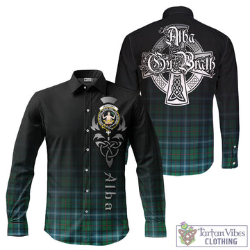 Urquhart Ancient Tartan Long Sleeve Button Up Featuring Alba Gu Brath Family Crest Celtic Inspired