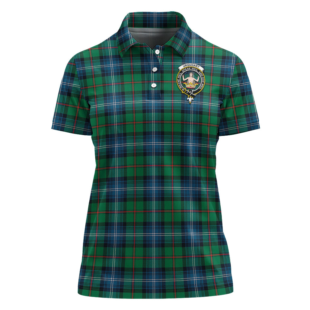urquhart-ancient-tartan-polo-shirt-with-family-crest-for-women