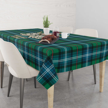 Urquhart Ancient Tartan Tablecloth with Clan Crest and the Golden Sword of Courageous Legacy