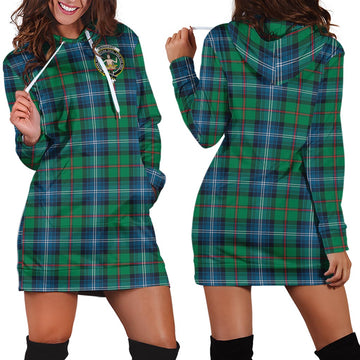 Urquhart Ancient Tartan Hoodie Dress with Family Crest