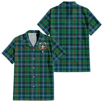 Urquhart Ancient Tartan Short Sleeve Button Down Shirt with Family Crest
