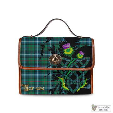 Urquhart Ancient Tartan Waterproof Canvas Bag with Scotland Map and Thistle Celtic Accents