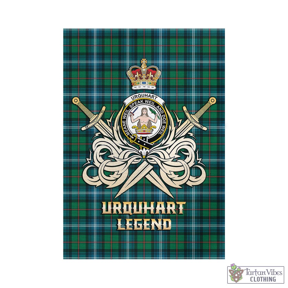 Tartan Vibes Clothing Urquhart Ancient Tartan Flag with Clan Crest and the Golden Sword of Courageous Legacy