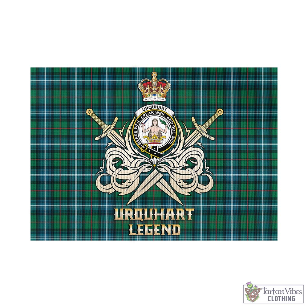 Tartan Vibes Clothing Urquhart Ancient Tartan Flag with Clan Crest and the Golden Sword of Courageous Legacy