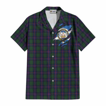 Urquhart Clan Crest In Me Tartan Cotton Hawaiian Shirt Scotland Flag Style