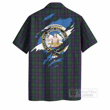 Urquhart Clan Crest In Me Tartan Hawaiian Shirt Scotland Flag Style
