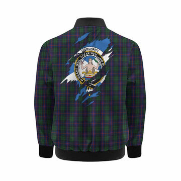Urquhart Clan Crest In Me Tartan Kid Bomber Jacket Scotland Flag Style