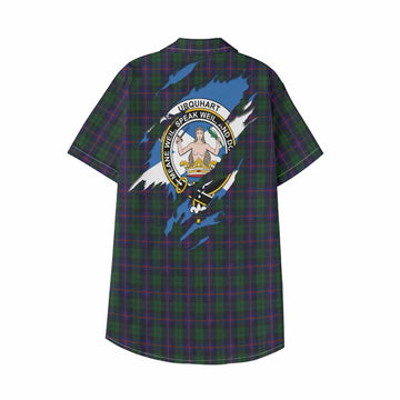 Urquhart Clan Crest In Me Tartan Kid Hawaiian Shirt Scotland Flag Style
