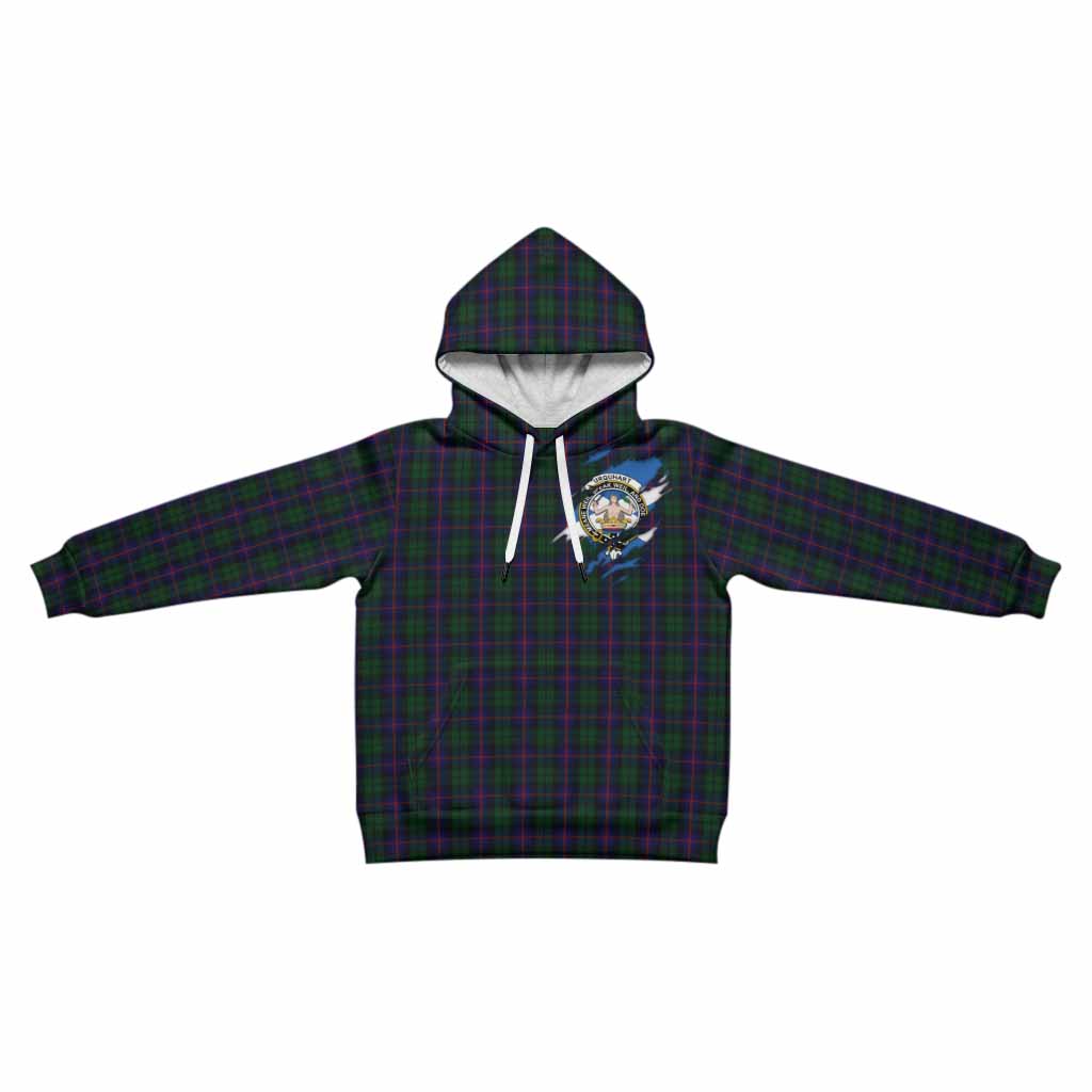 Urquhart Clan Crest In Me Tartan Kid Hoodie Scotland Flag Style