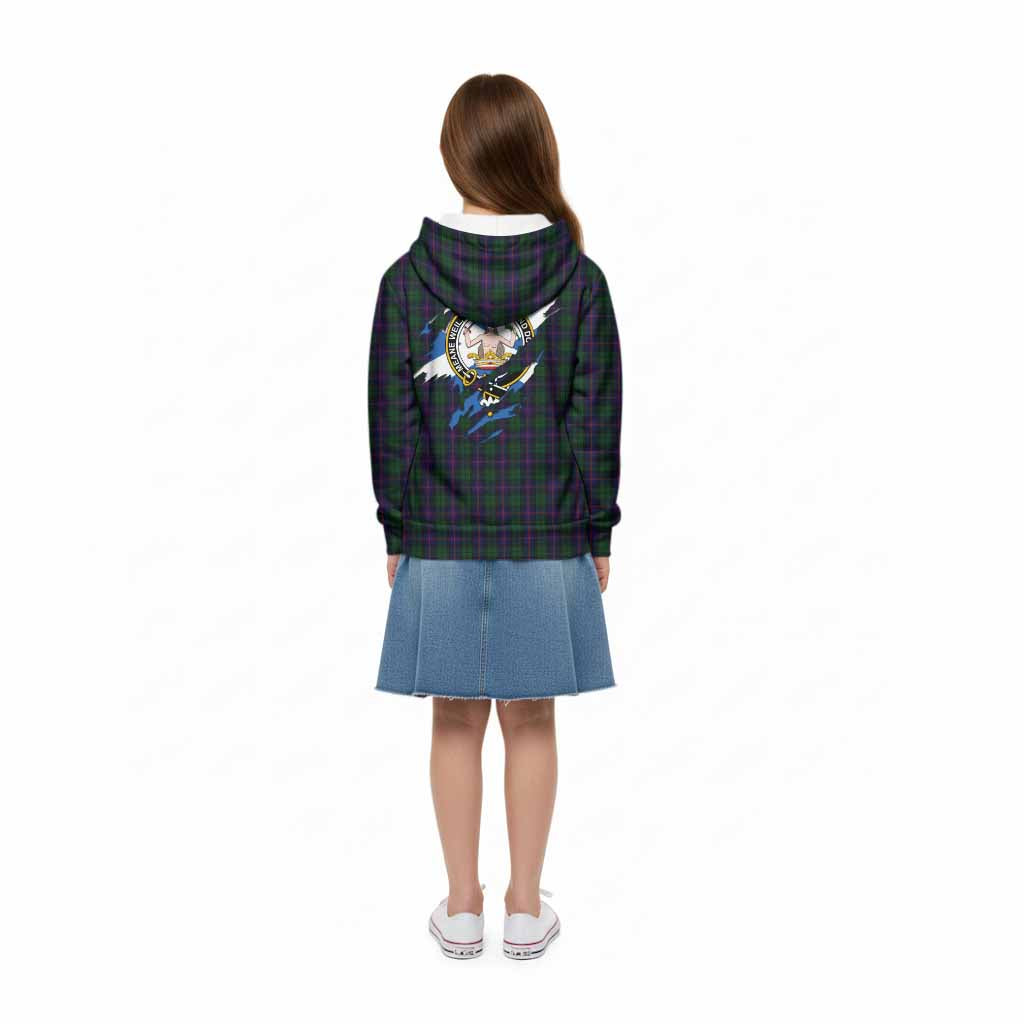 Urquhart Clan Crest In Me Tartan Kid Hoodie Scotland Flag Style