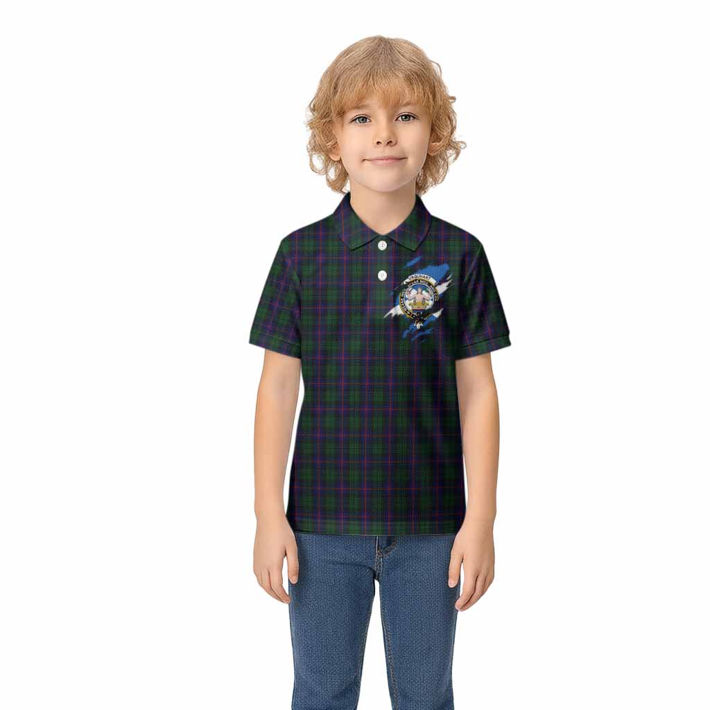 Urquhart Clan Crest In Me Tartan Kid Polo Shirt Scotland Flag Style