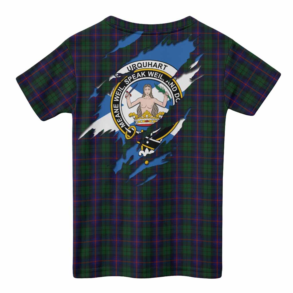 Urquhart Clan Crest In Me Tartan Kid T-shirt Scotland Flag Style