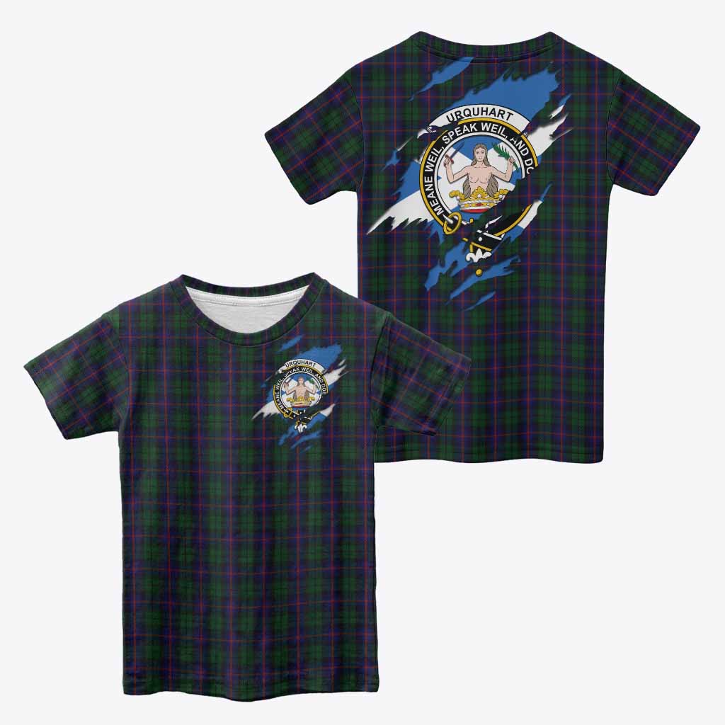 Urquhart Clan Crest In Me Tartan Kid T-shirt Scotland Flag Style