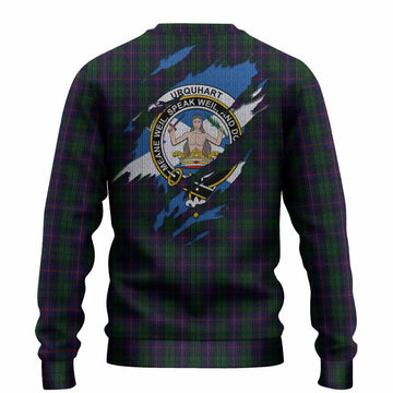 Urquhart Clan Crest In Me Tartan Knitted Sweater Scotland Flag Style
