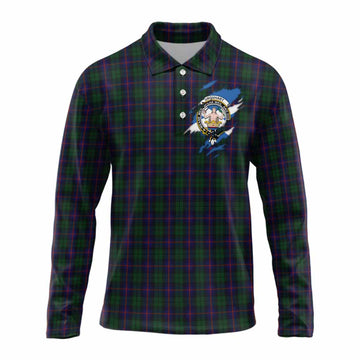 Urquhart Clan Crest In Me Tartan Long Sleeve Polo Shirt Scotland Flag Style