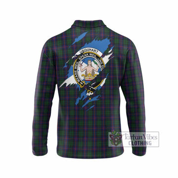 Urquhart Clan Crest In Me Tartan Long Sleeve Polo Shirt Scotland Flag Style