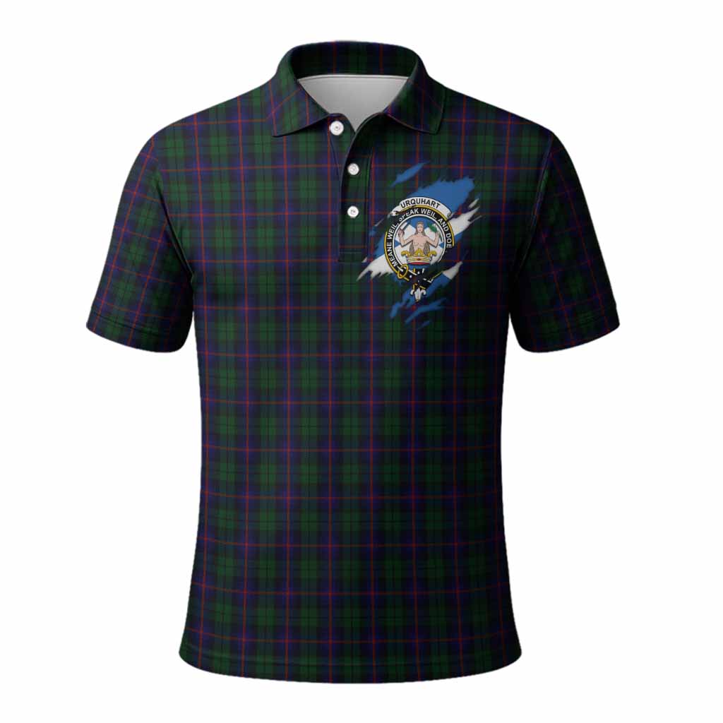 Urquhart Clan Crest In Me Tartan Polo Shirt Scotland Flag Style