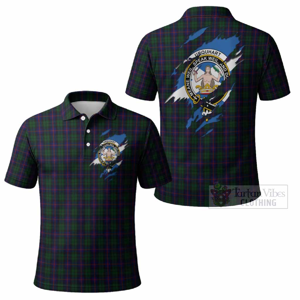 Urquhart Clan Crest In Me Tartan Polo Shirt Scotland Flag Style
