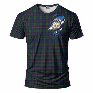 Urquhart Clan Crest In Me Tartan T-Shirt Scotland Flag Style