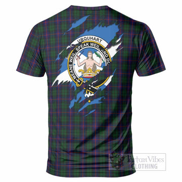 Urquhart Clan Crest In Me Tartan T-Shirt Scotland Flag Style