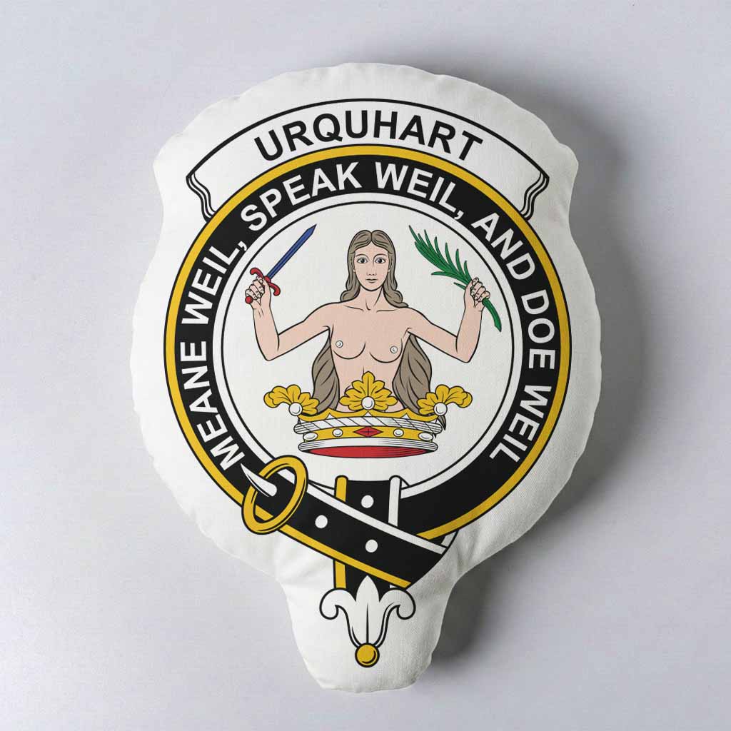 Urquhart Clan Crest Shaped Throw Pillow, Scottish Clan Badge Decorative Pillow