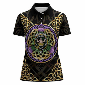 Urquhart Clan Crest Women Polo Shirt Celtic Scottish Thistle