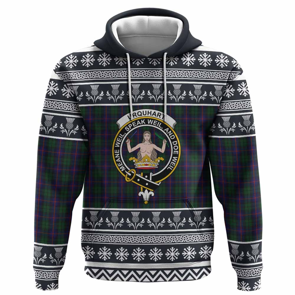 Urquhart Clan Tartan Christmas Hoodie with Family Crest - Tartan Vibes Clothing
