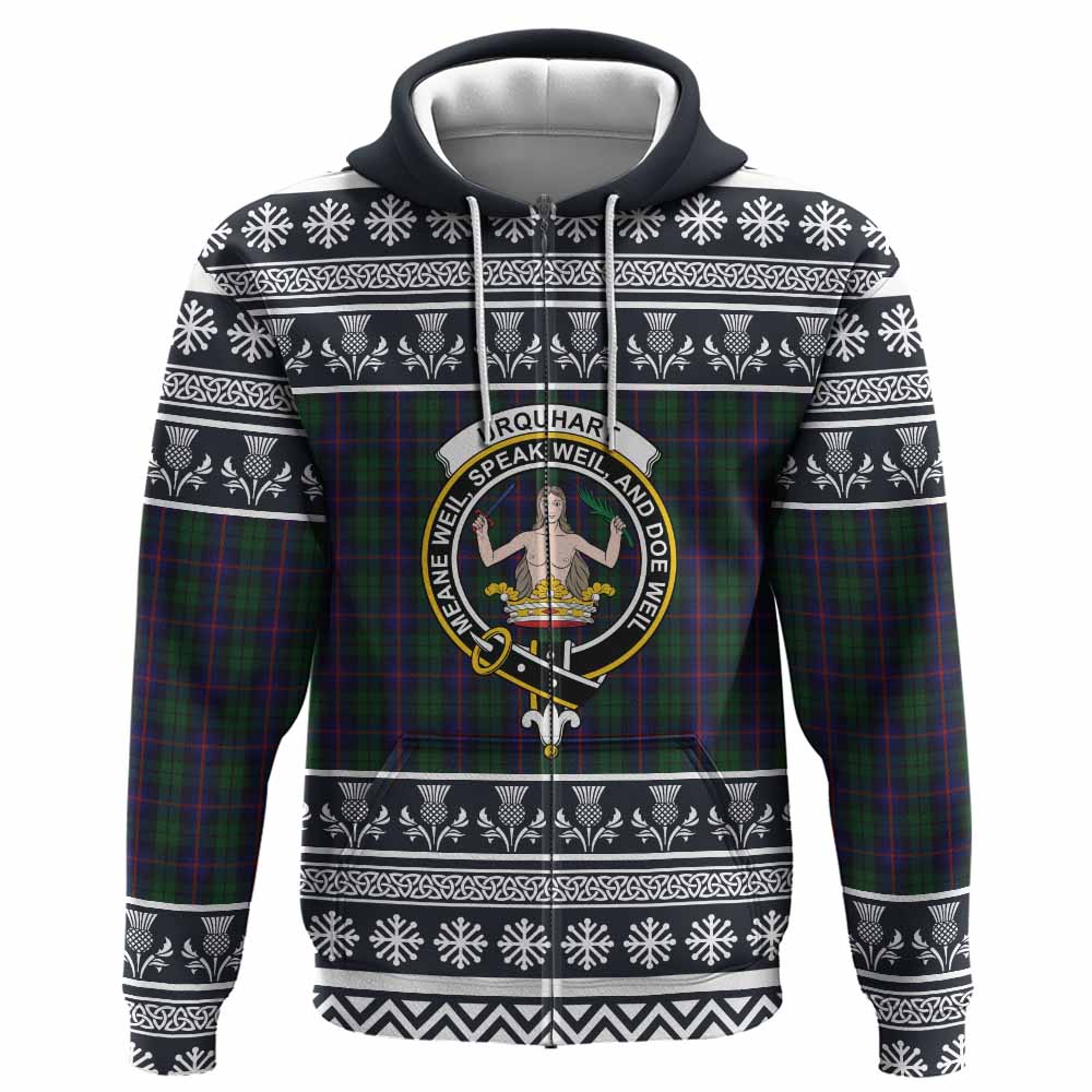 Urquhart Clan Tartan Christmas Hoodie with Family Crest - Tartan Vibes Clothing