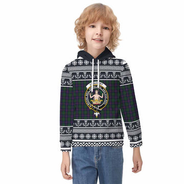 Urquhart Clan Tartan Christmas Kid Hoodie with Family Crest