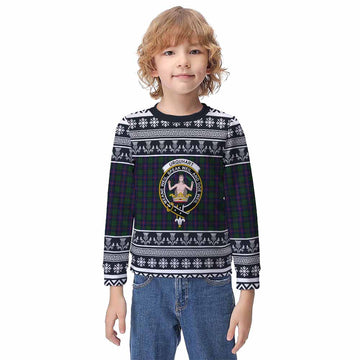 Urquhart Clan Tartan Christmas Kid Ugly Sweatshirt with Family Crest