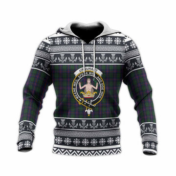 Urquhart Clan Tartan Christmas Knitted Hoodie with Family Crest
