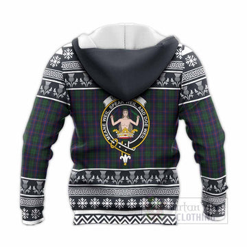Urquhart Clan Tartan Christmas Knitted Hoodie with Family Crest