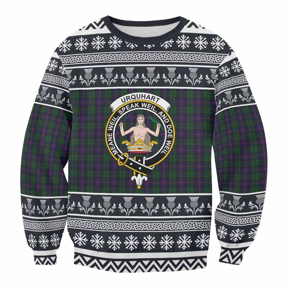Urquhart Clan Tartan Christmas Sweatshirt with Family Crest - Tartan Vibes Clothing