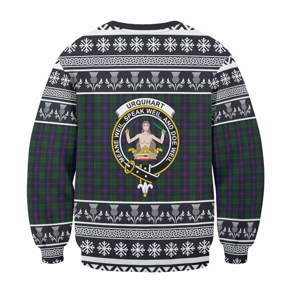 Urquhart Clan Tartan Christmas Sweatshirt with Family Crest - Tartan Vibes Clothing